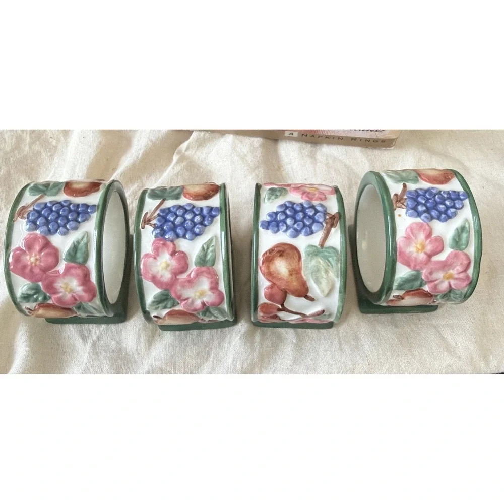 Noritake Napkins Rings Epoch Pattern E801, set of 4, Discontinued Pattern Retire